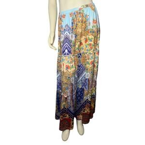 Patchwork floral flowy slip maxi skirt multi pattern Small Boston Proper